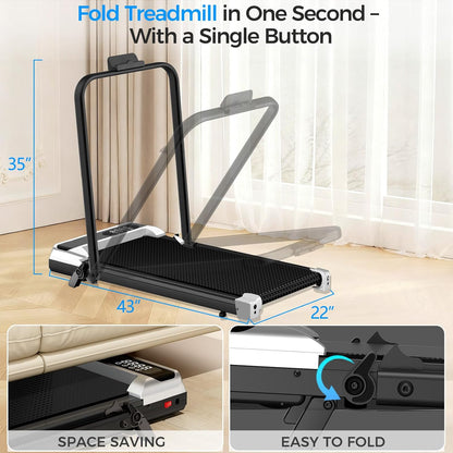 Walking Pad Treadmill with 8% Incline & Remote Control