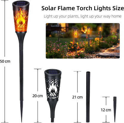 Solar Flame Torch Lights - Waterproof Outdoor LED Pathway