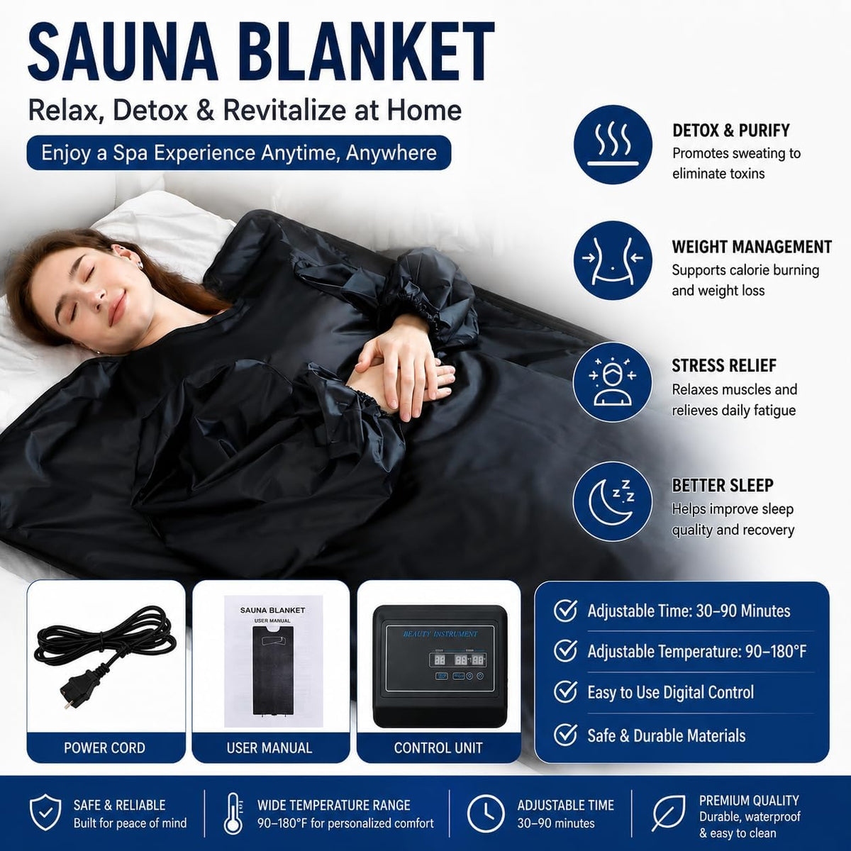 Portable Infrared Sauna Blanket with Remote & Timer | Home Spa