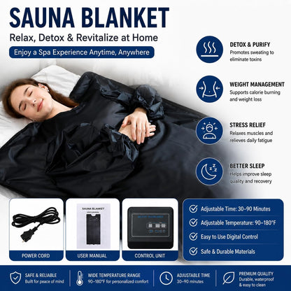 Portable Infrared Sauna Blanket with Remote & Timer | Home Spa