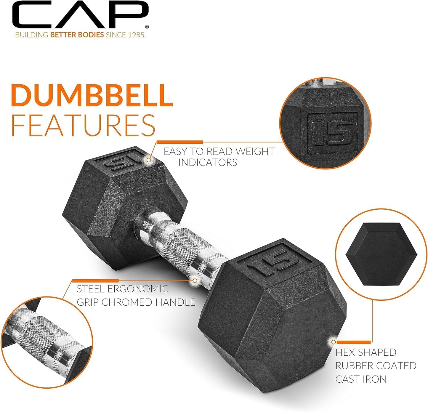 Rubber Hex Dumbbell Set with Vertical Rack | 100-210 lb