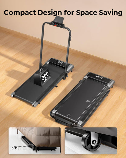 2-in-1 Foldable Walking Pad Treadmill with Incline & App Control