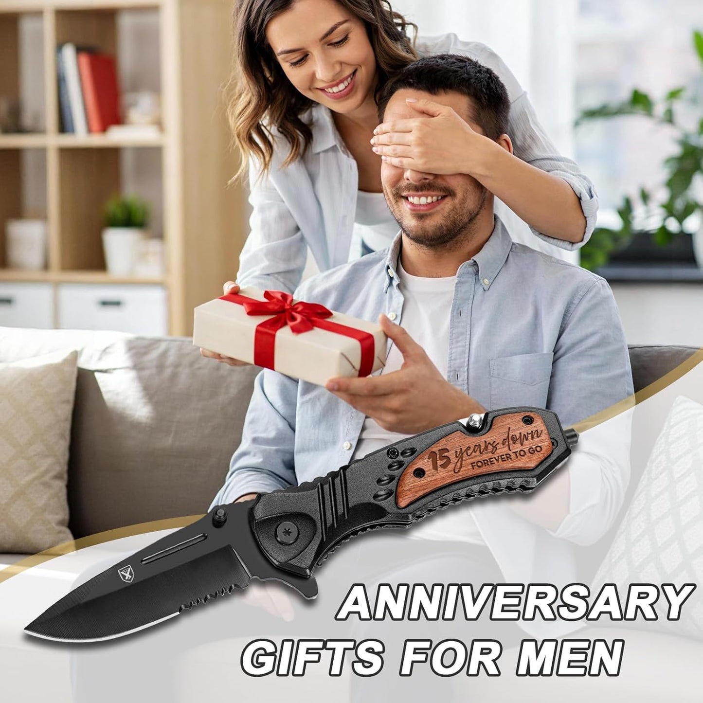 15th Anniversary Engraved Pocket Knife - Personalized Keepsake Gift