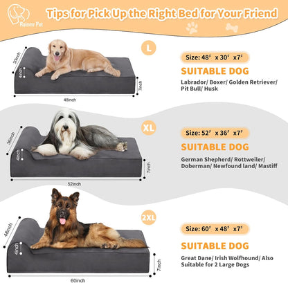 Premium Memory Foam Dog Bed - 7 Inch Orthopedic Support