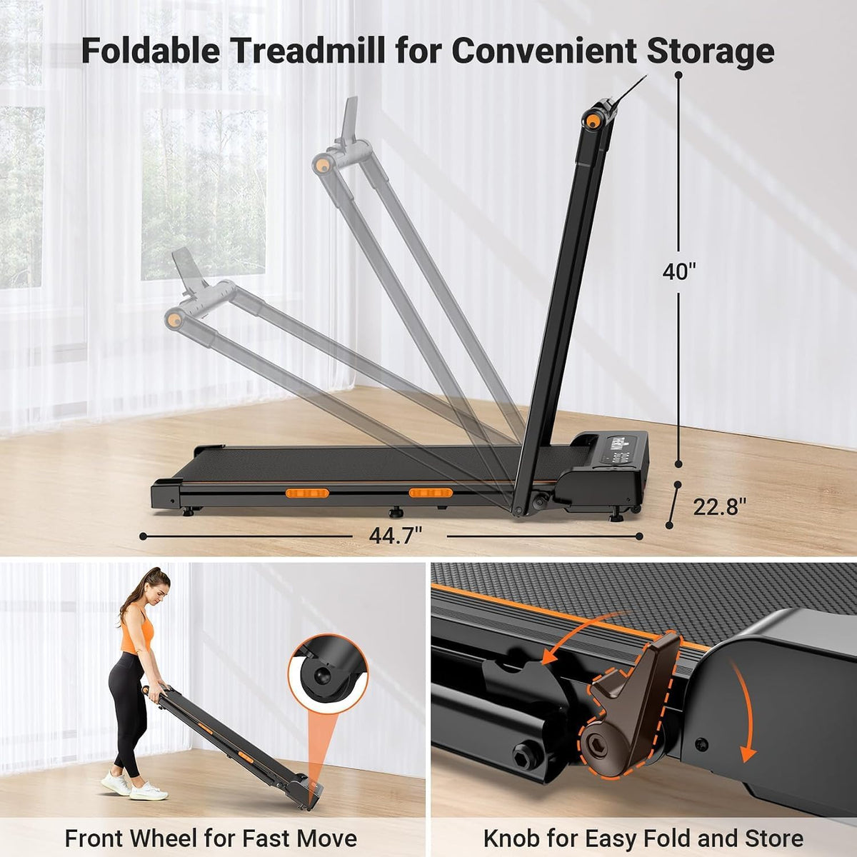 2-in-1 Walking Pad Treadmill with Handle Bar | Portable