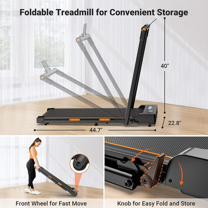 2-in-1 Walking Pad Treadmill with Handle Bar | Portable