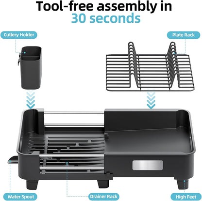 Extendable Dish Drying Rack for Small Kitchen Counters
