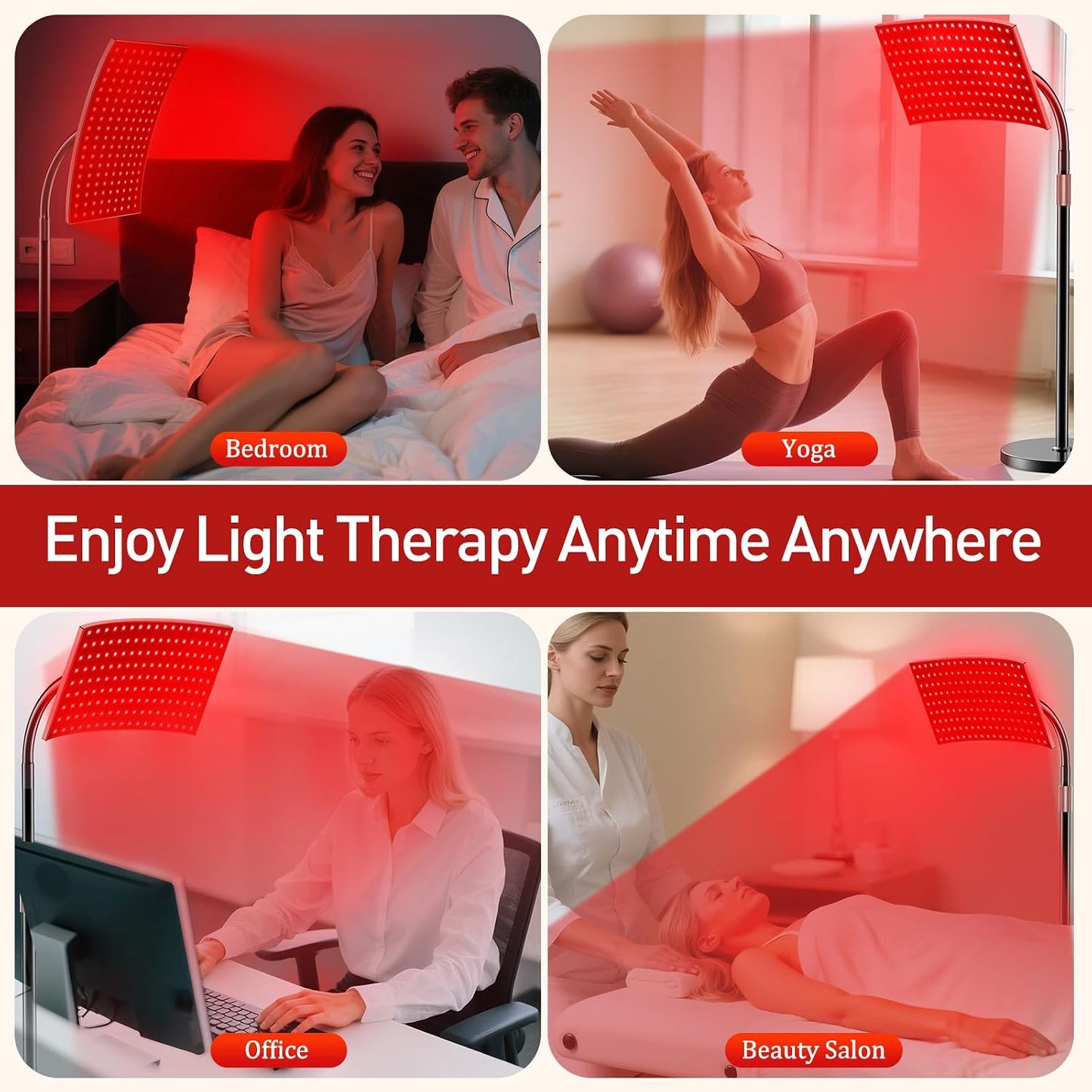 Red Light Therapy Panel with Stand - 660nm & 850nm LEDs