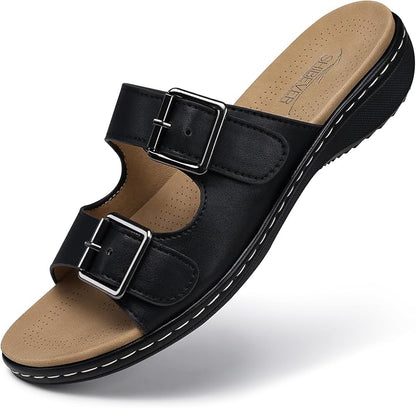 Women's Arch Support Sandals - Adjustable Wide Fit Flats