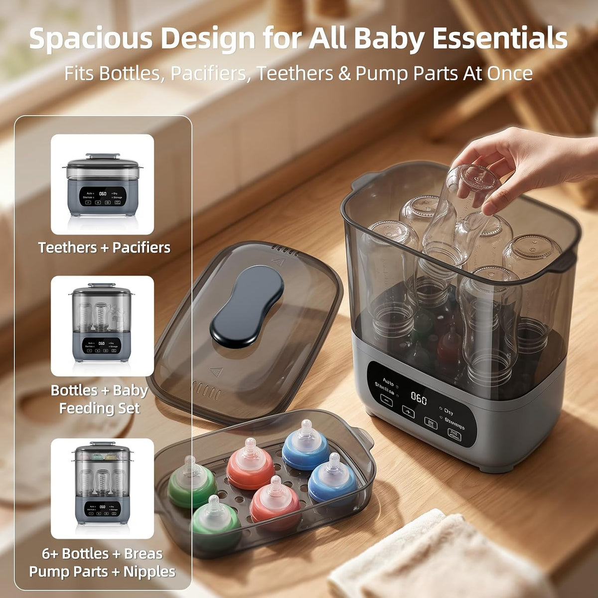 4-in-1 Baby Bottle Steamer & Dryer with LED Touch Screen