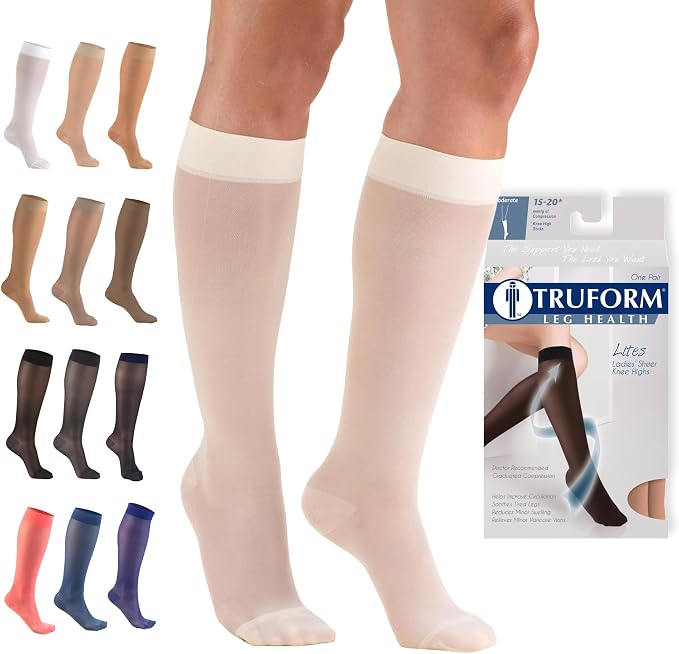 Sheer Compression Stockings 15-20 mmHg Knee High for Women