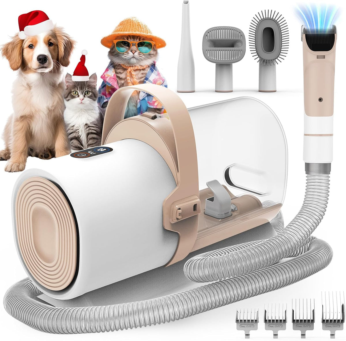 All-in-One Pet Grooming Vacuum Kit with Clippers & Brushes