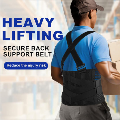 Lower Back Brace with Shoulder Straps | Heavy Lifting Support