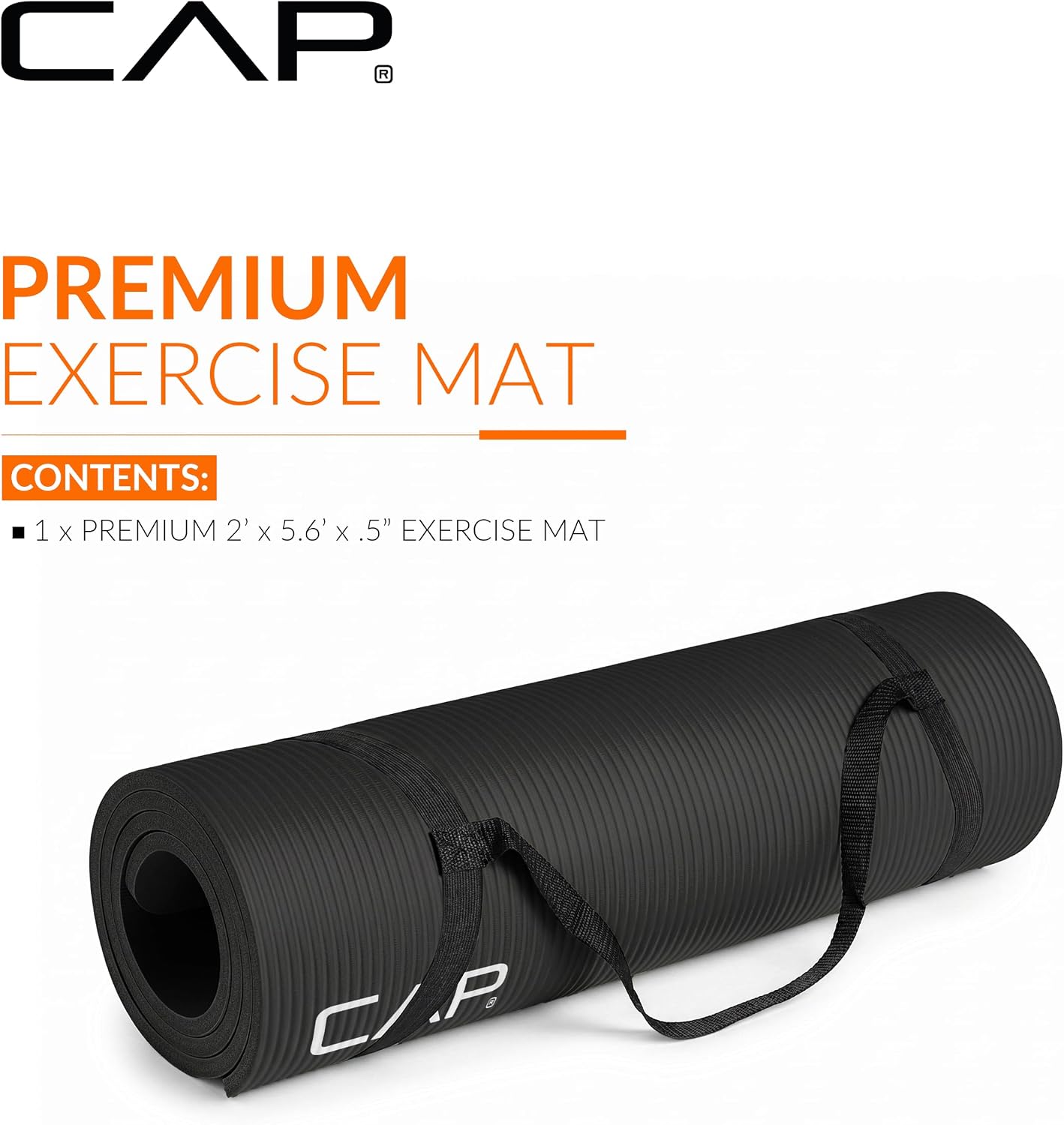 Premium 1/2-Inch High Density Exercise Yoga Mat with Strap