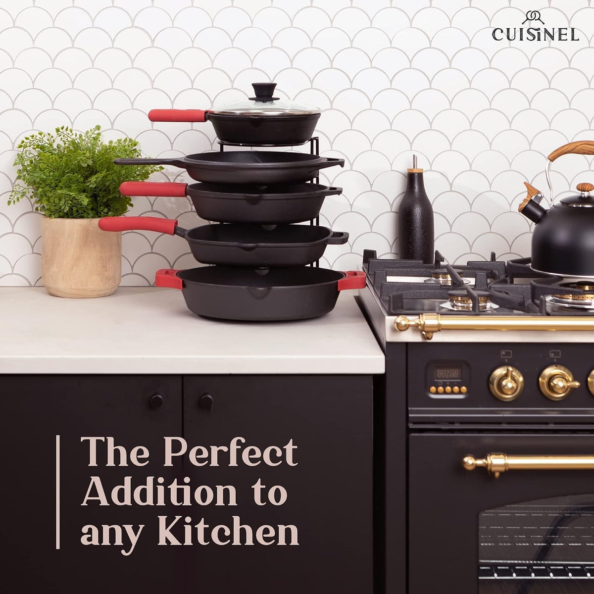 5-Tier Cast Iron Pan Organizer Rack - Kitchen Storage System