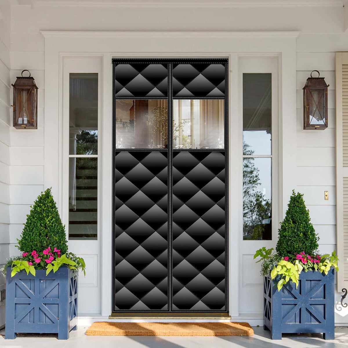 Magnetic Thermal Insulated Door Curtain with Detachable Windows