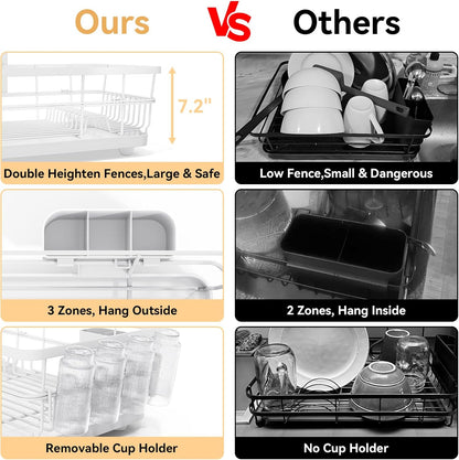 Premium Dish Drying Rack - Multi-Size Kitchen Counter Organizer
