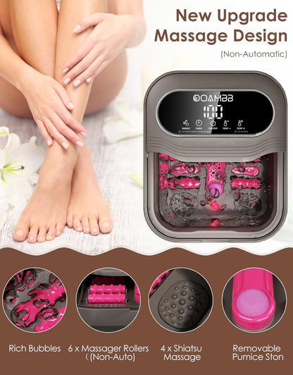 Collapsible Foot Spa with Heat, Bubbles & Massage Rollers