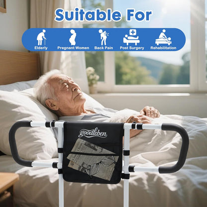 Bed Assist Rail with Ergonomic Handle & Floor Support