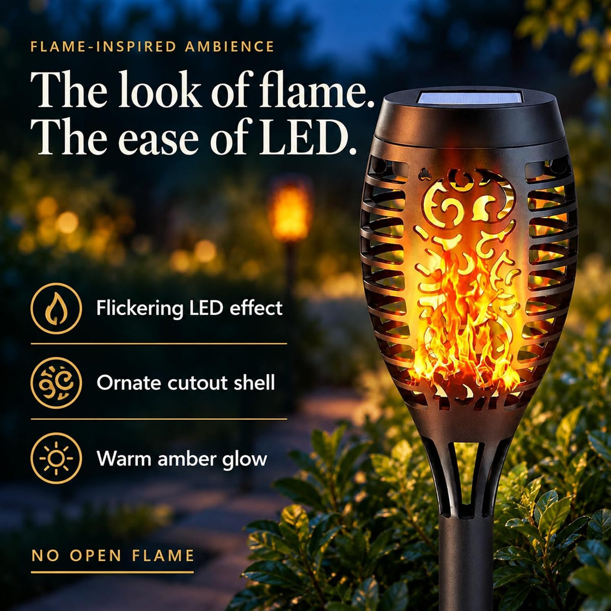 Solar Flickering Flame Torch Lights for Outdoor Pathway