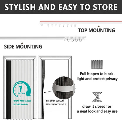 100% Blackout Accordion Door Curtain - Adhesive Track Install