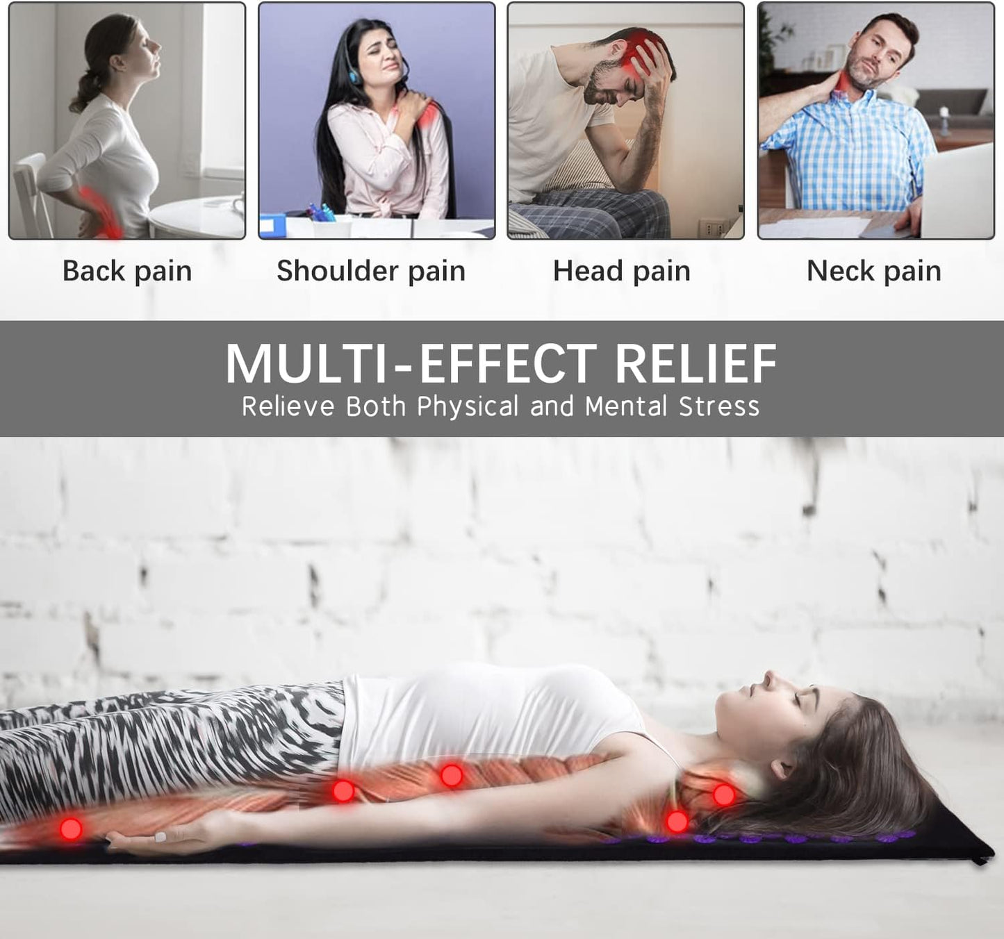 Acupressure Yoga Mat Set with Magnetic Pillow - Extra Long