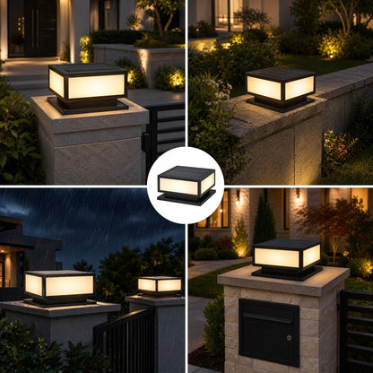 Solar Outdoor Column Lights - Modern Post Cap Lanterns IP65