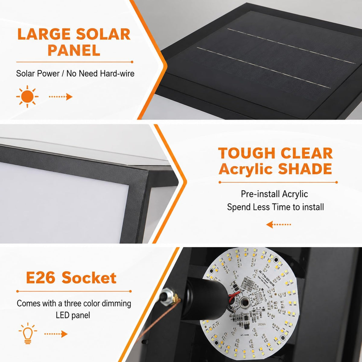 Solar Outdoor Column Lights - Modern Post Cap Lanterns IP65