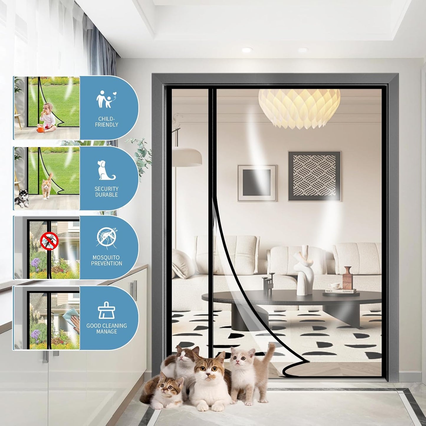 Insulated Door Curtain with Auto Closer | Multiple Sizes