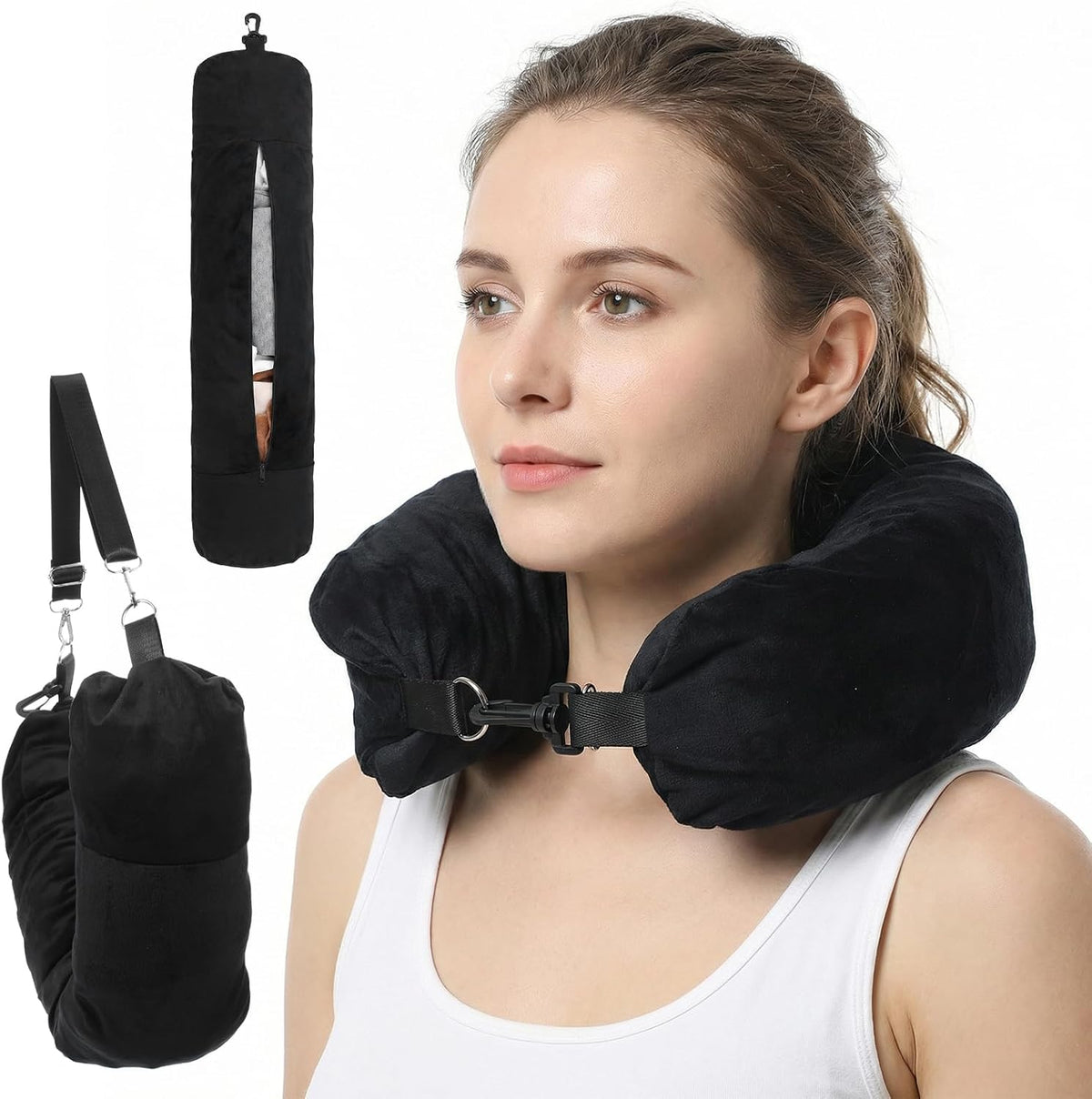Stuffable Travel Pillow with Clothes Storage Compartment