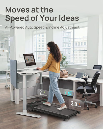 Auto Incline Walking Pad Treadmill with 12% Motorized Desk System
