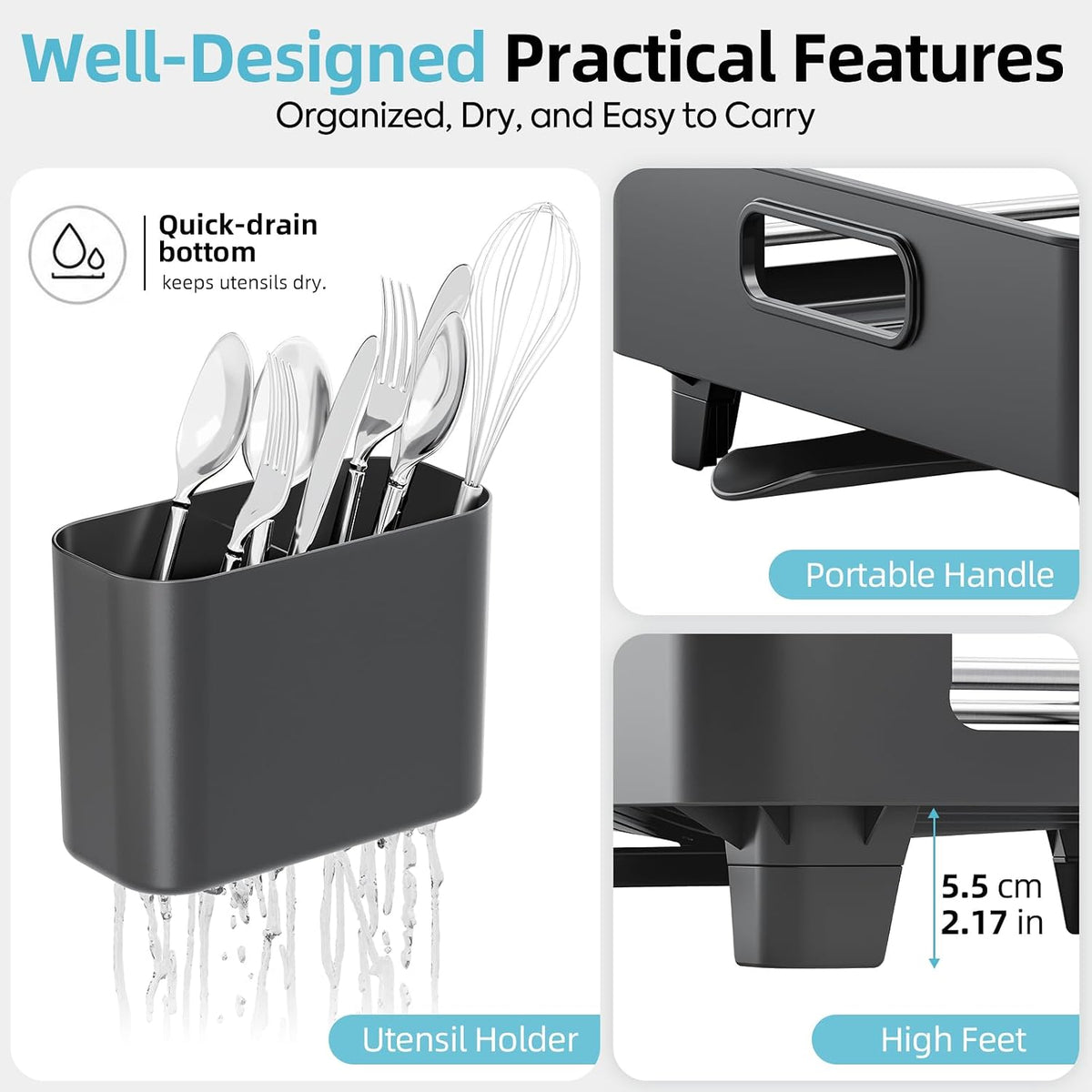Extendable Dish Drying Rack for Small Kitchen Counters