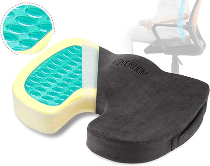Gel Memory Foam Seat Cushion - Orthopedic Coccyx Support