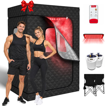 Portable Infrared Sauna with Red Light Therapy & Steam