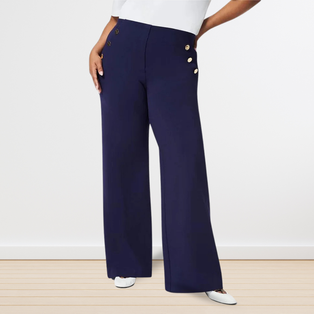 Tummy Control Wide Leg Button Pants