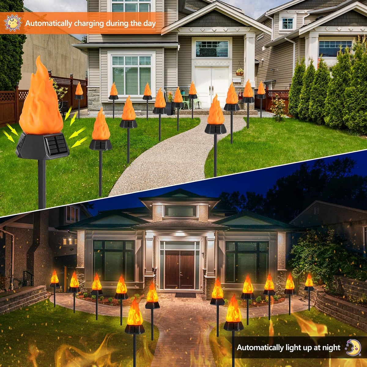 Solar Torch Lights Outdoor Waterproof Halloween Landscape 4-Pack