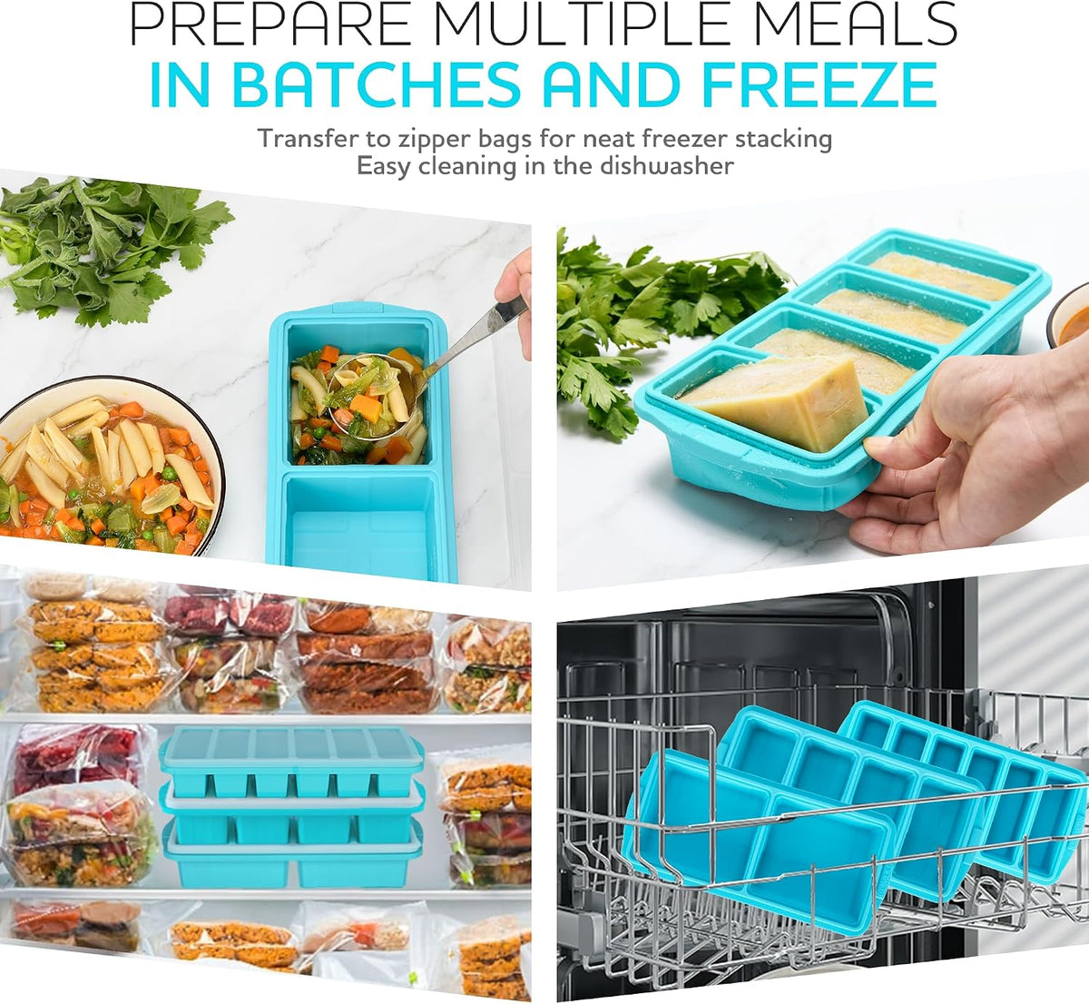 Silicone Freezer Tray with Lid - Multi-Portion Meal Prep