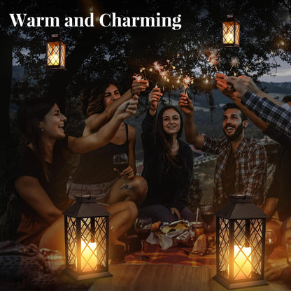 Solar Hollow Lanterns with Flickering LED Candle Light