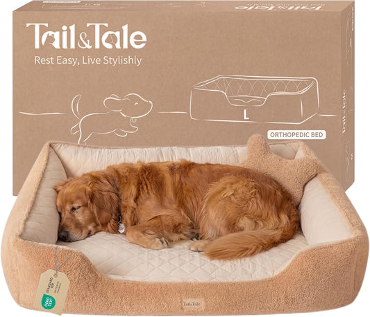 Cooling Orthopedic Memory Foam Dog Bed - Washable Cover