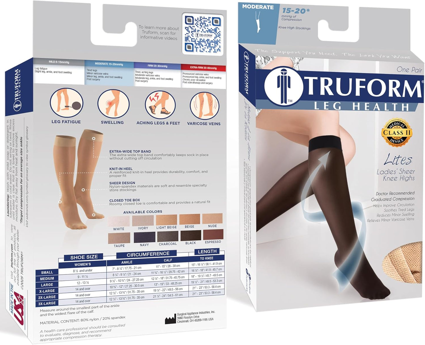 Sheer Compression Stockings 15-20 mmHg Knee High for Women