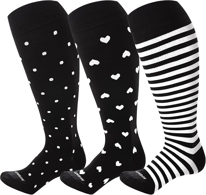 Plus Size Compression Socks 15-20 mmHg Wide Calf Knee High
