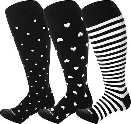 Plus Size Compression Socks 15-20 mmHg Wide Calf Knee High