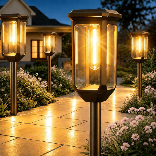 Solar Pathway Lights Outdoor - 8 Pack Garden Lighting