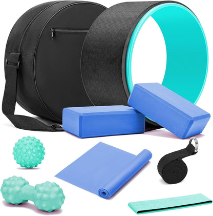 Complete Yoga Wheel Set with Blocks, Strap & Massage Ball