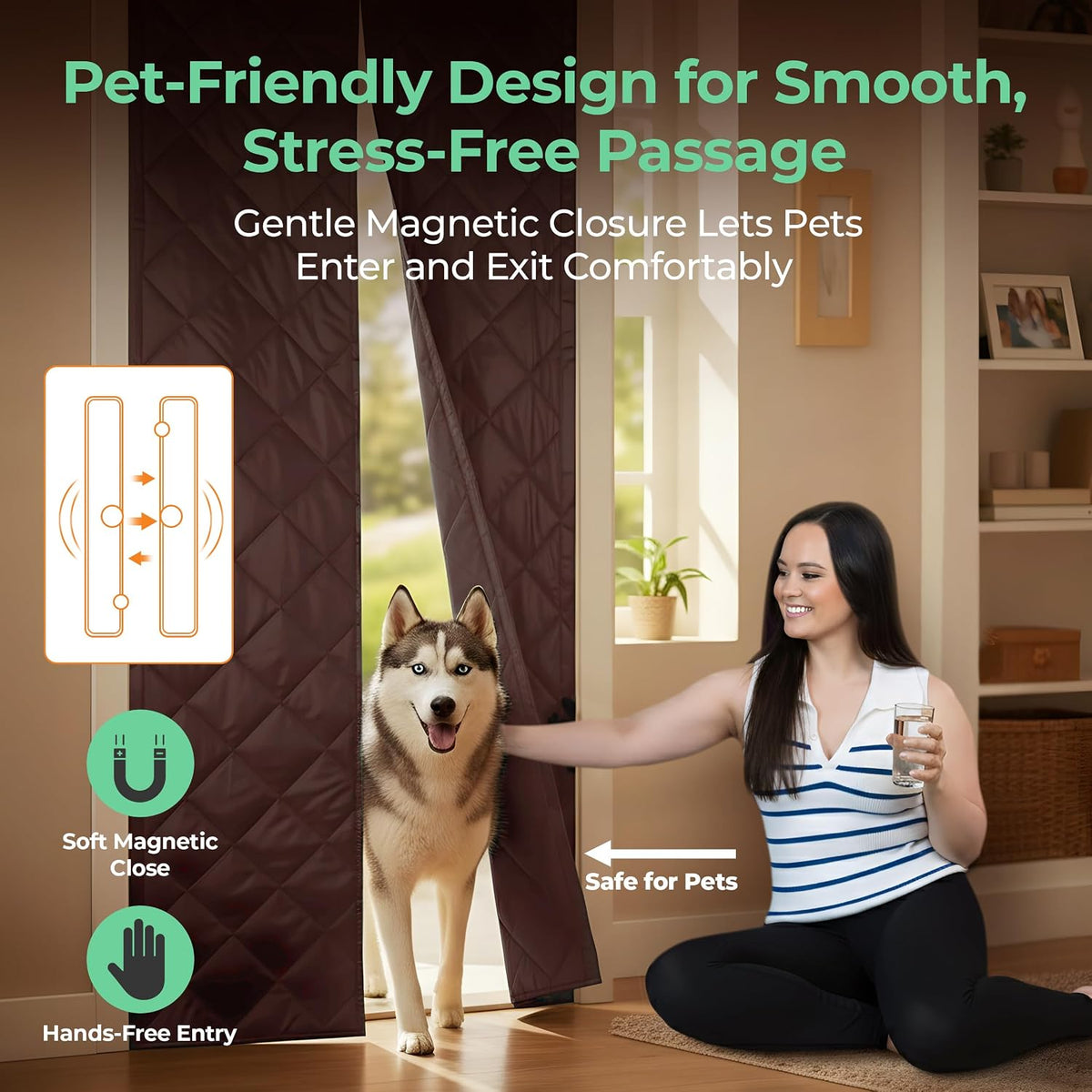 Magnetic Thermal Insulated Door Curtain – Triple Layer