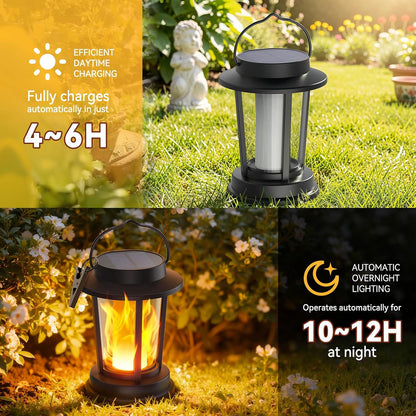 Solar Lanterns with Flickering Flame Effect - 2 or 4 Pack
