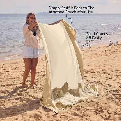Extra Large Sandproof Waterproof Beach Blanket with Stakes