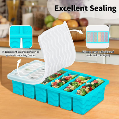 Silicone Freezer Trays with Lid - 3-Pack Soup Storage Molds