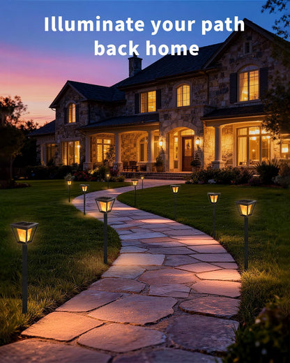 Solar Pathway Lights with Flickering Flame Effect - 4/6/8 Pack