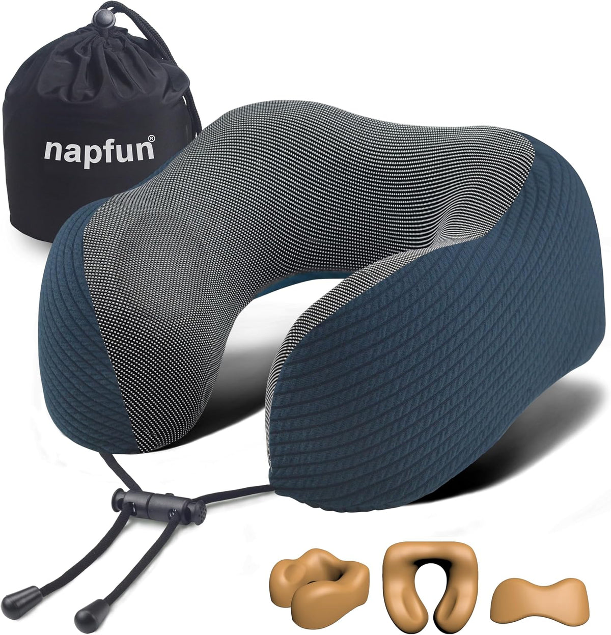 Pure Memory Foam Travel Neck Pillow for Airplane & Flight